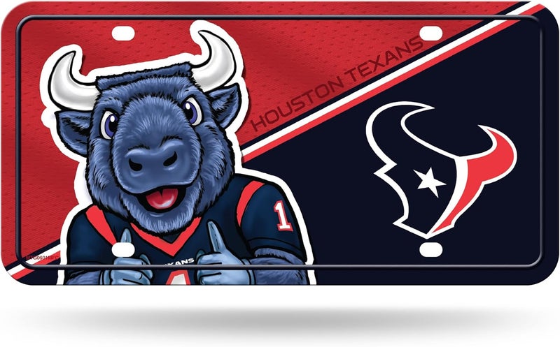 NFL Football Houston Texans Mascot Design Metal Auto Tag 6" x 12" - Great for Truck/Car/SUV